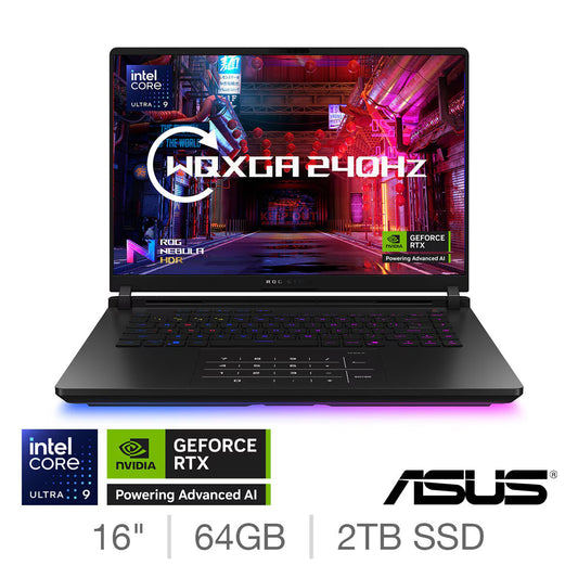 ROG Strix SCAR 16, Intel Core Ultra 9, 64GB RAM, 2TB SSD, NVIDIA Geforce RTX 5090, 16 Inch Gaming Laptop, G635LX-RW019W