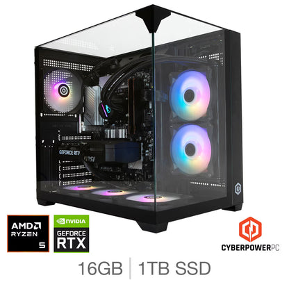 Cyberpower, AMD Ryzen 5, 16GB RAM, 1TB SSD, NVIDIA Geforce RTX 5060 Ti, Gaming Desktop PC