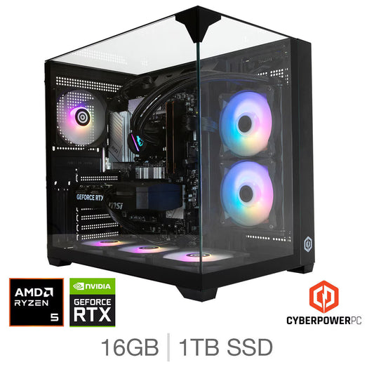 Cyberpower, AMD Ryzen 5, 16GB RAM, 1TB SSD, NVIDIA Geforce RTX 5060 Ti, Gaming Desktop PC