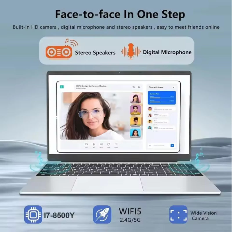 15.6" Intel Core I7 8500Y Windows 11 Pro Laptops Fingerprint Unlock 16GB RAM 2TB