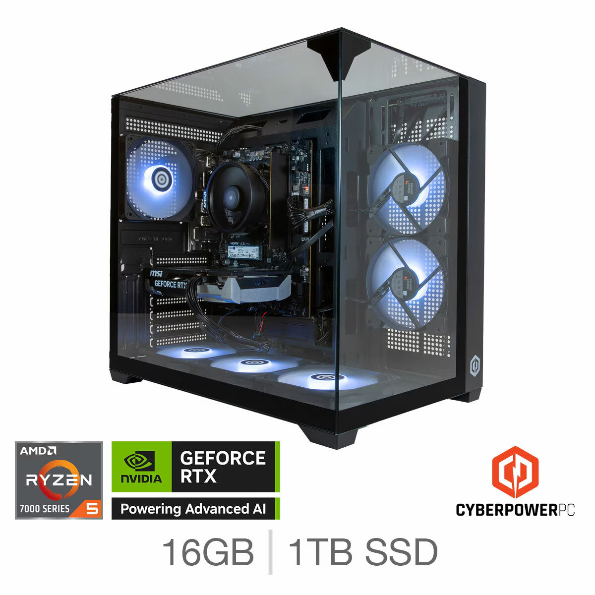 Cyberpower, AMD Ryzen 5, 16GB RAM, 1TB SSD, NVIDIA Geforce RTX 5060, Gaming Desktop PC