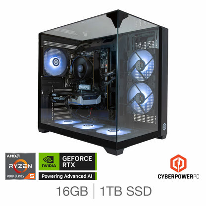 Cyberpower, AMD Ryzen 5, 16GB RAM, 1TB SSD, NVIDIA Geforce RTX 5060, Gaming Desktop PC